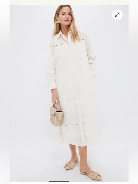 Pomander Place Dresses & Skirts - Tuckernuck Pomander Place Ivory Eyelet Griffin Midi Shirt Dress Worn 1x LARGE